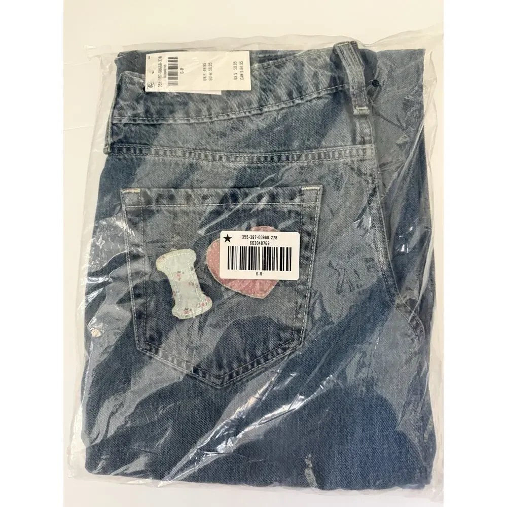 Hollister Low Rise Medium Wash Los Angeles Graphic Baggy Jeans Size 0R Waist 25